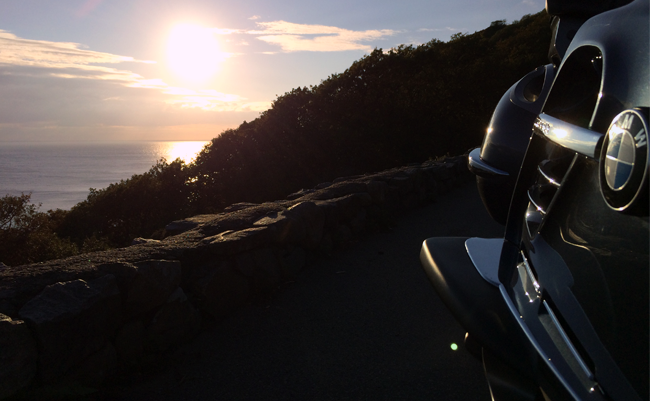 BMW K1200LT motorcycle photo taken at sunset in Kullen outisde Helsingborg on a beautiful summer evening.